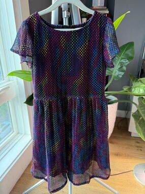 Appaman Girls Purple Multicolor Sparkle Pleated Party Dress